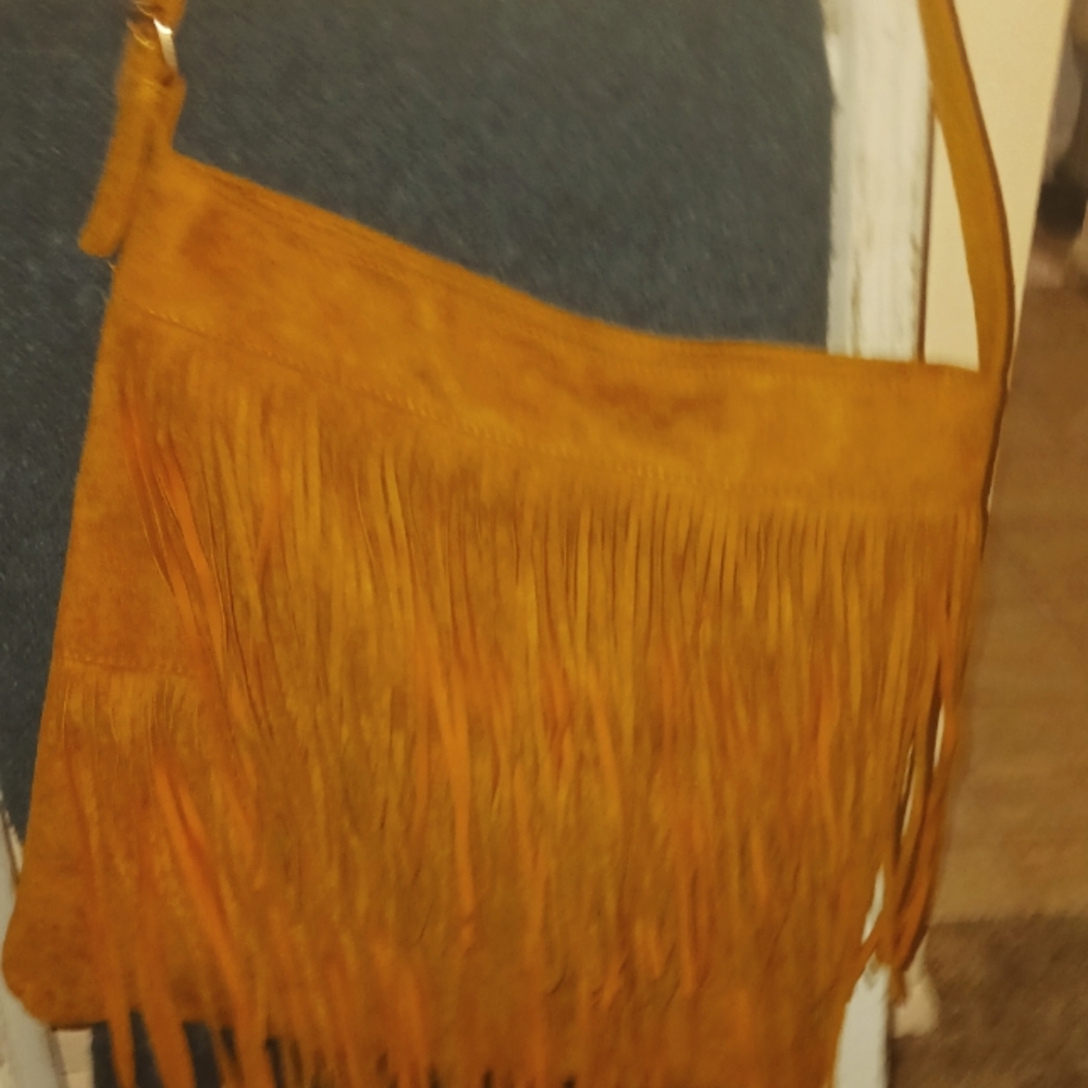 Cute brown fringe hobo style purse